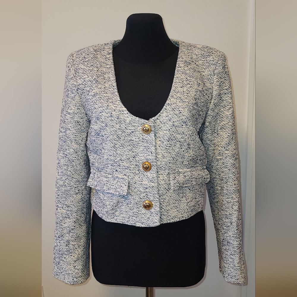 NWT Zara  Gold Button Textured Blazer Size M Oversized